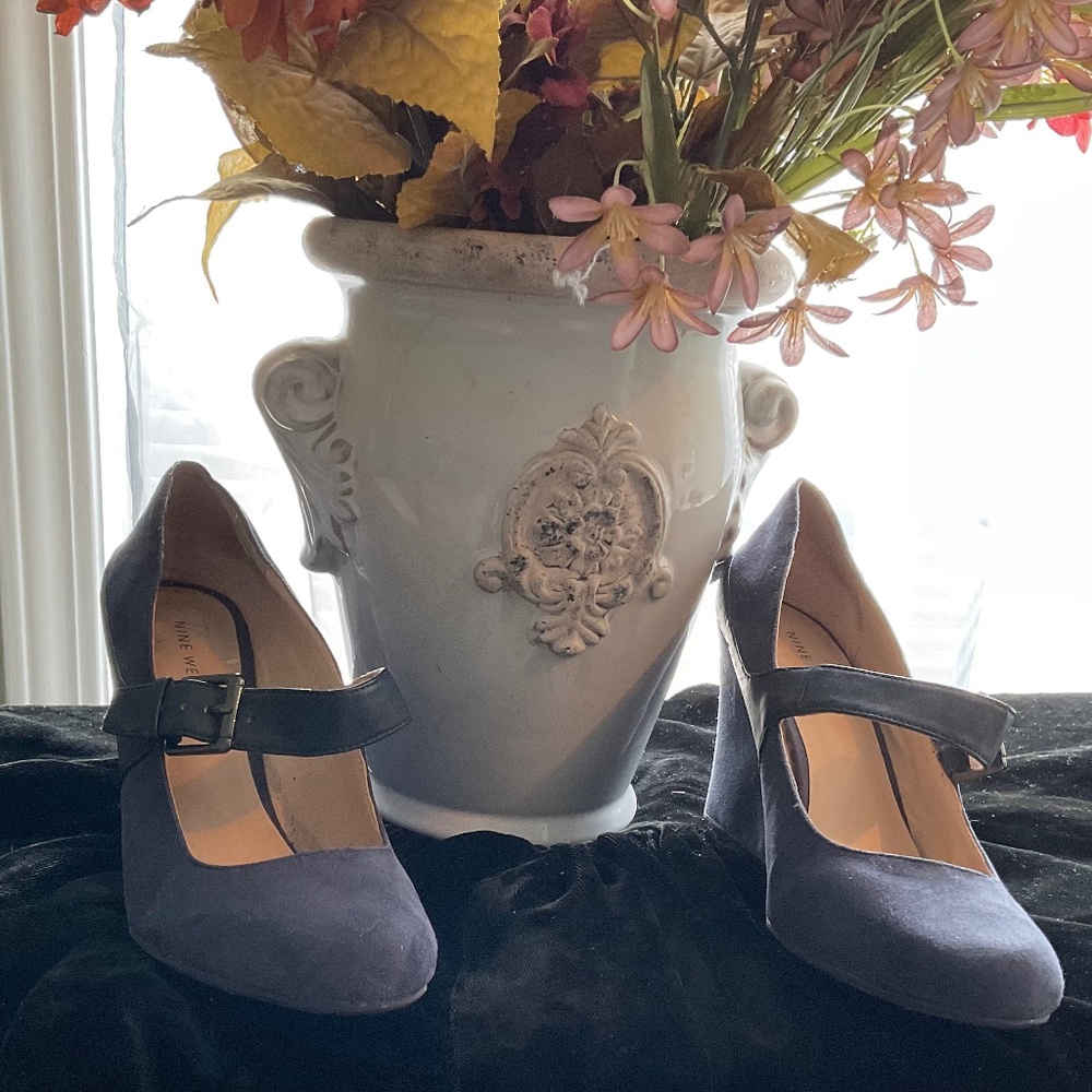 Navy Suede 9 West Wedge Shoes